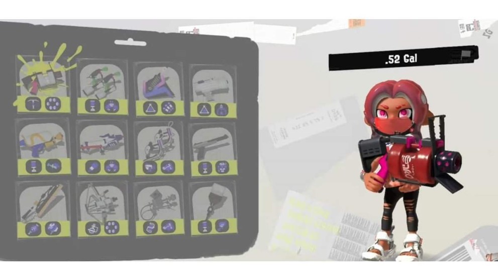 Selecting .52 gal from the Splatoon 3 menu