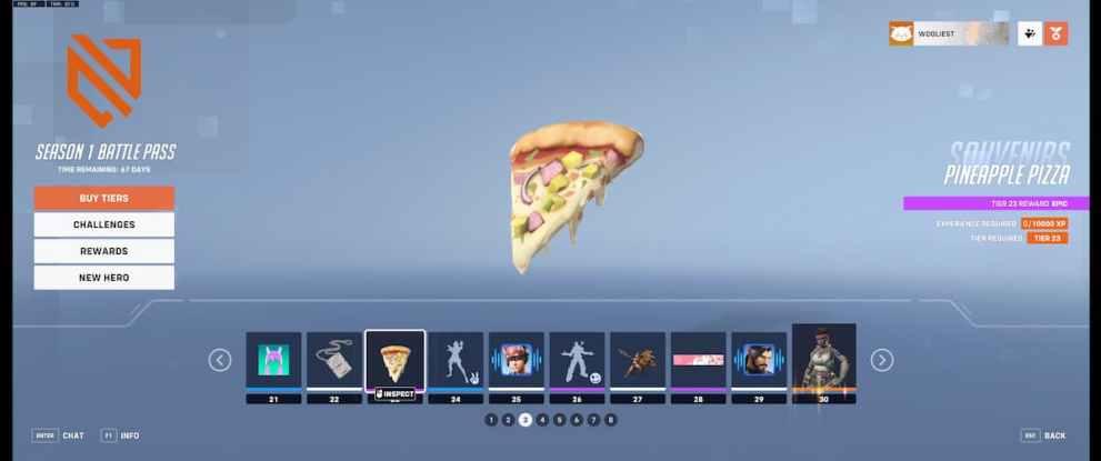 pineapple pizza souvenir in overwatch 2