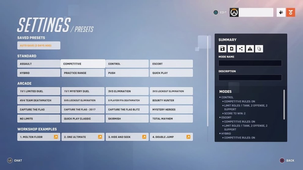 Presets in Overwatch 2