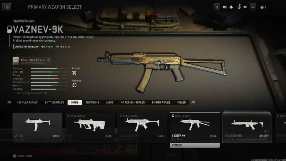 Vaznev-9K SMG in Modern Warfare 2