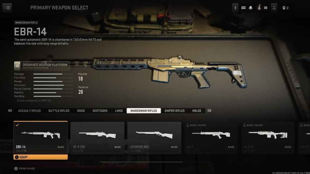 EBR-14 Marksman Rifle in Modern Warfare 2