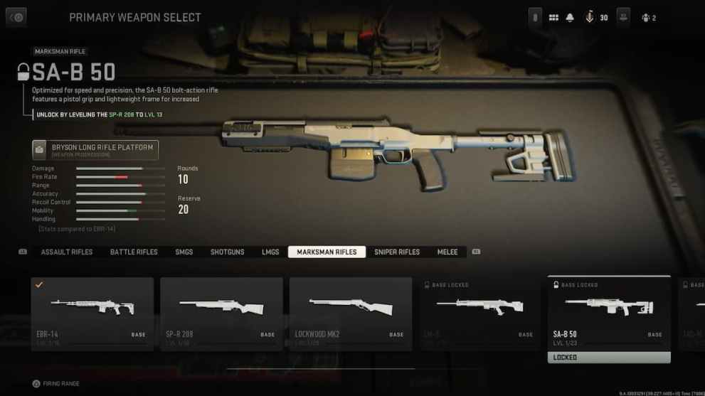 SA-B 50 Marksman Rifle in Modern Warfare 2