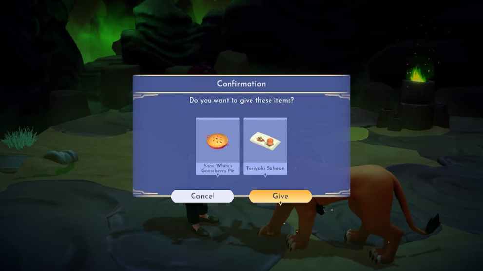 Giving Scar meals in Disney Dreamlight Valley