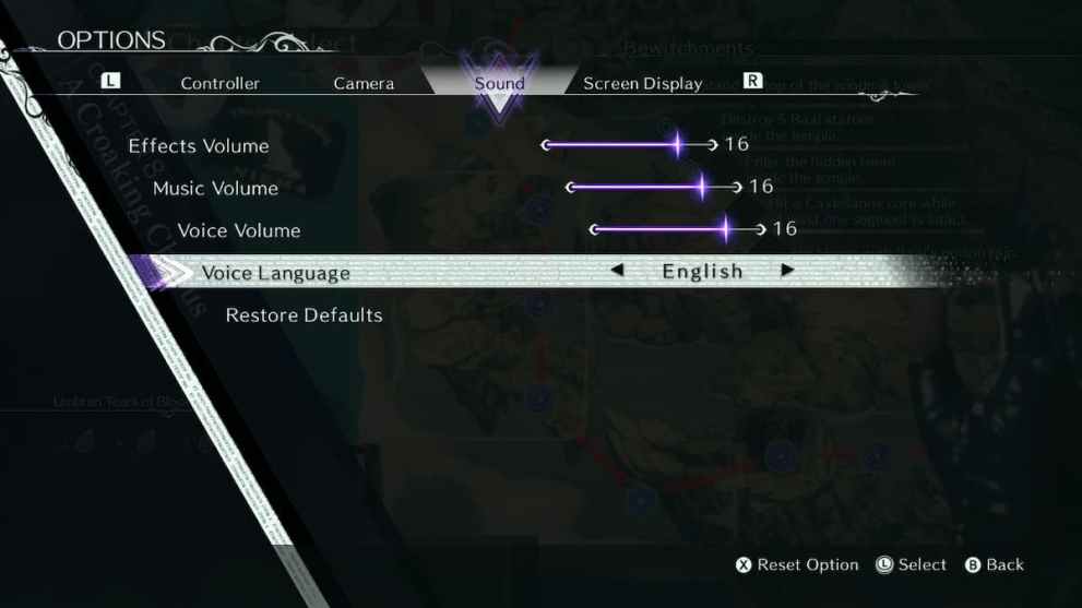 changing language in bayonetta 3