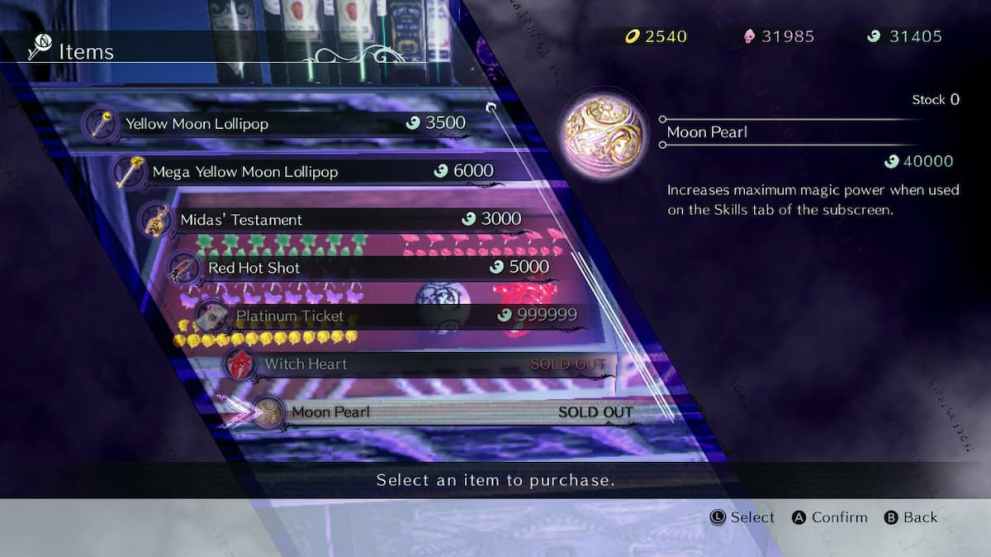 moon pearls in bayonetta 3