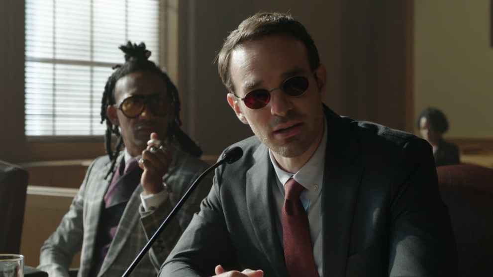 (L-R): Griffin Matthews as Luke Jacobson and Charlie Cox as Daredevil/Matt Murdock in Marvel Studios' She-Hulk: Attorney at Law, exclusively on Disney+. Photo courtesy of Marvel Studios. © 2022 MARVEL.