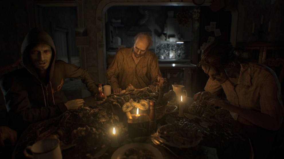 Lucas, Jack, and Marguerite Baker in Resident Evil 7: Biohazard