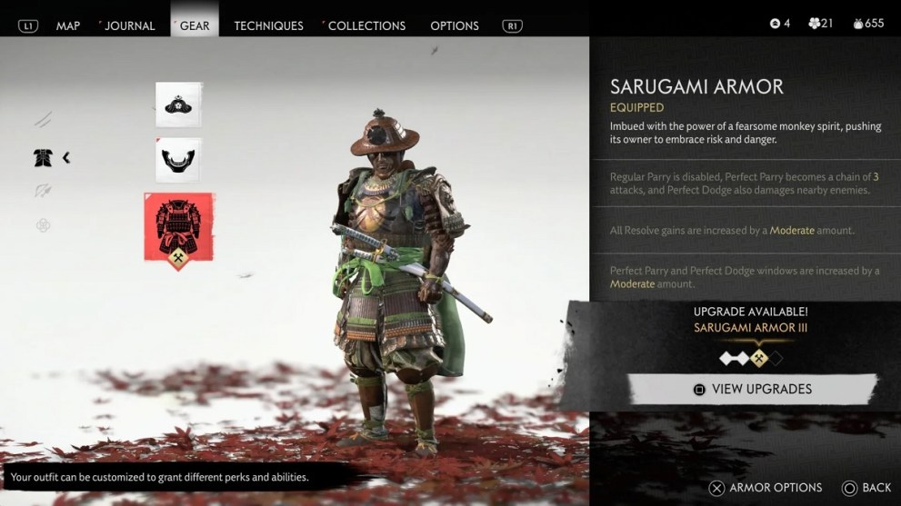 Ghost of Tsushima in-game menu