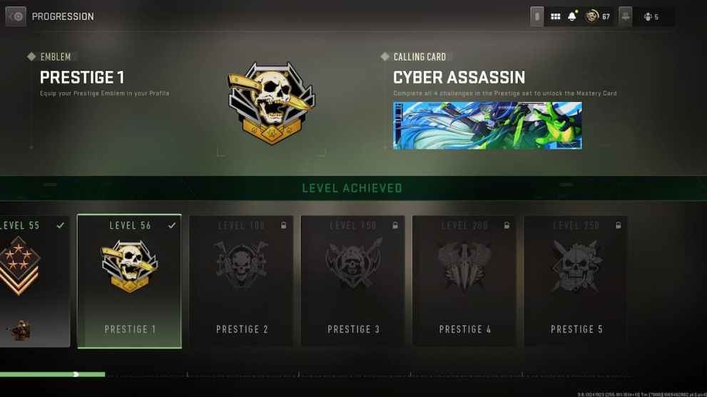 Calling Card for Prestige Rank 1