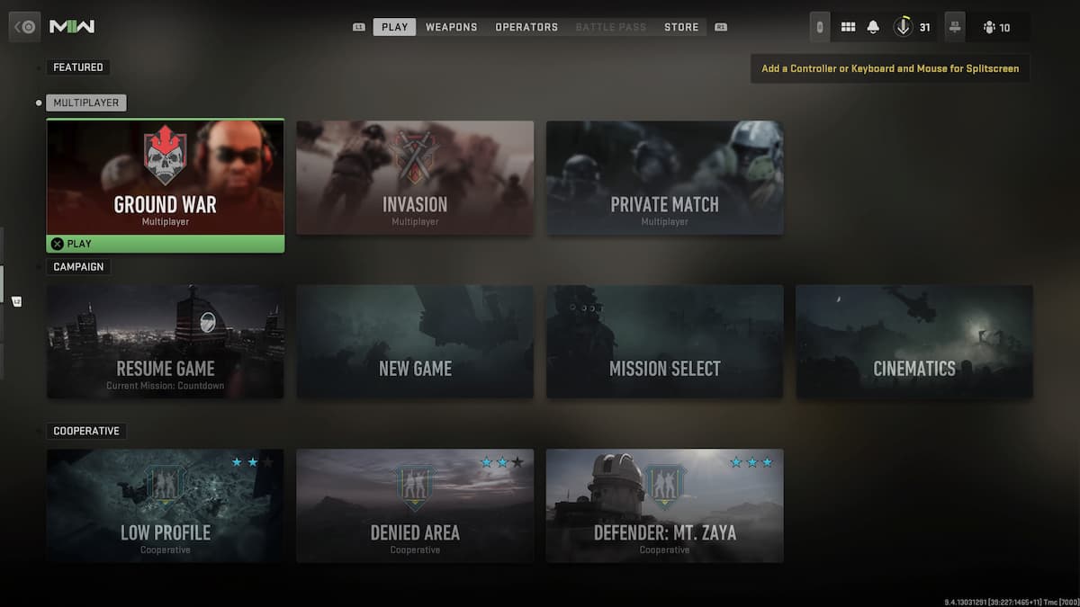 CoD: MW2 user interface