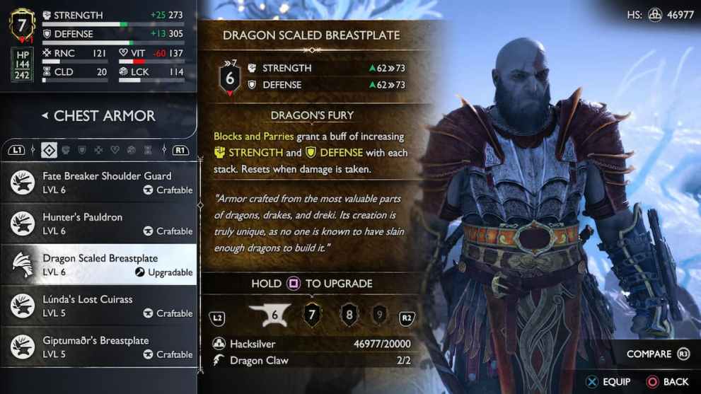 dragon scaled breastplate armor in God of War Ragnarok