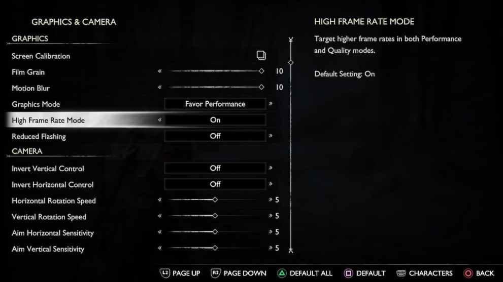 high framerate mode in God of War Ragnarok