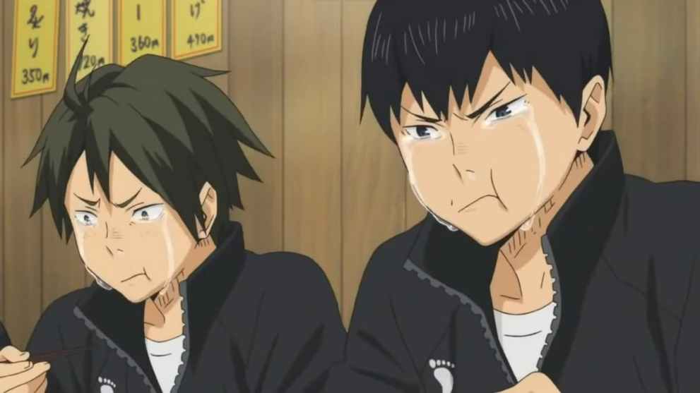 Kageyama and Yamaguchi crying