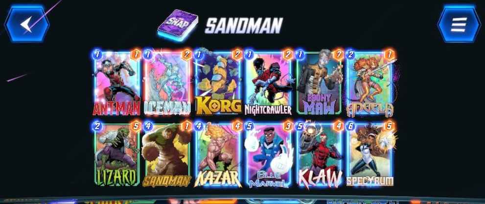 sandman control in marvel snap