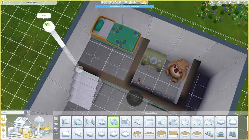 Use the basement tool to build a basement directly under your toddler den.
