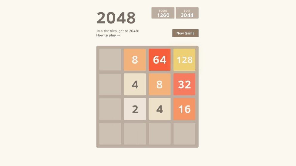 Beating 2048 board game