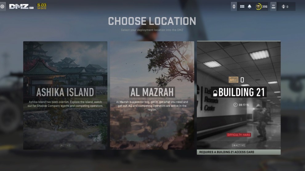 Warzone 2 screengrab showing Exclusion Zone options in DMZ mode