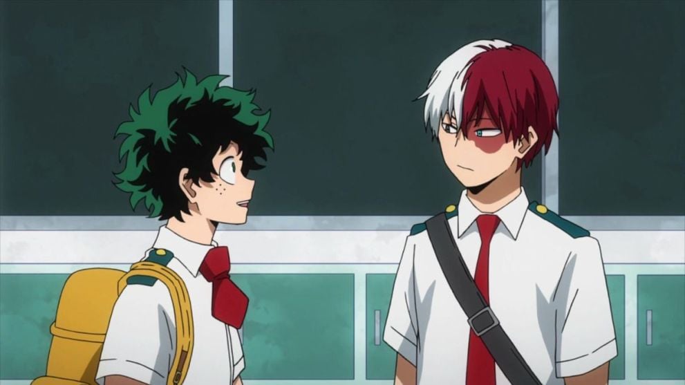 Deku and Todoroki in My Hero Academia