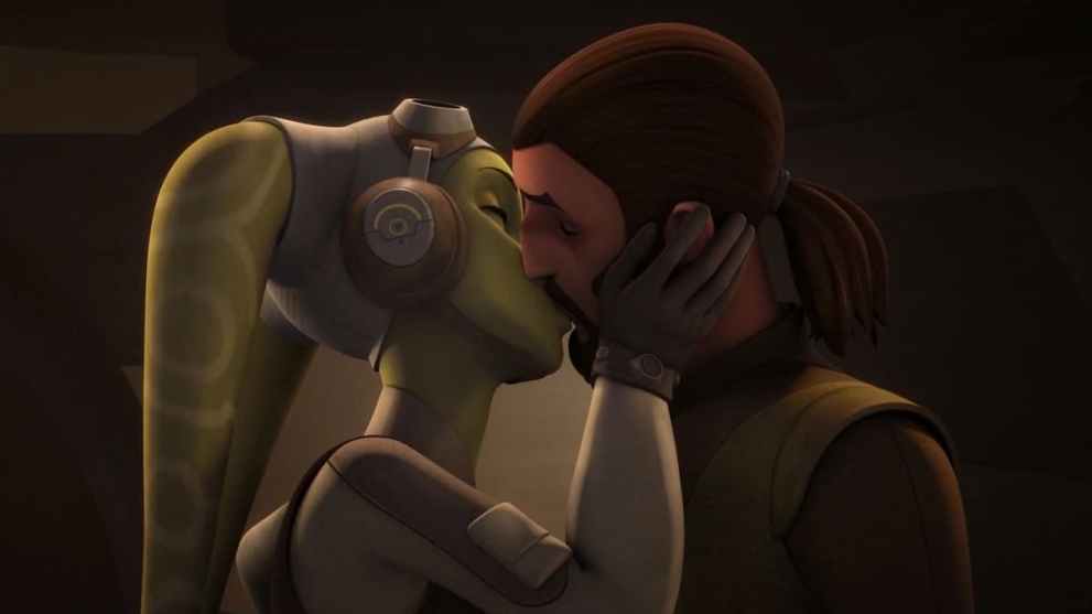 Hera Syndulla and Kanan Jarrus kissing