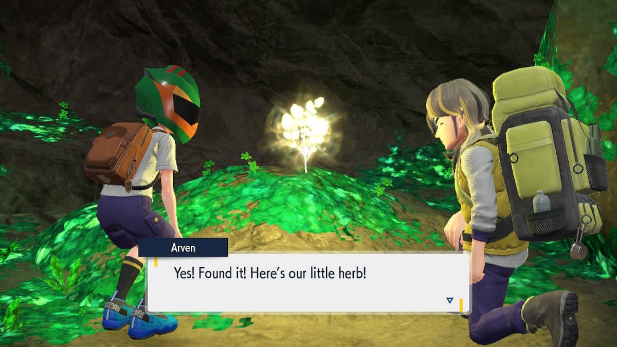 Sour Herba Mystica in a cave from Pokemon Scarlet and Violet.