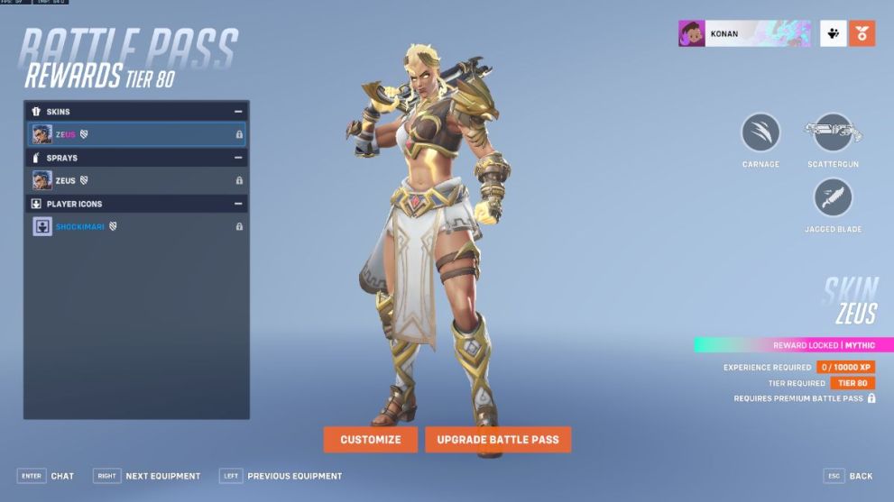 Junker Queen's Zeus skin in OW2.