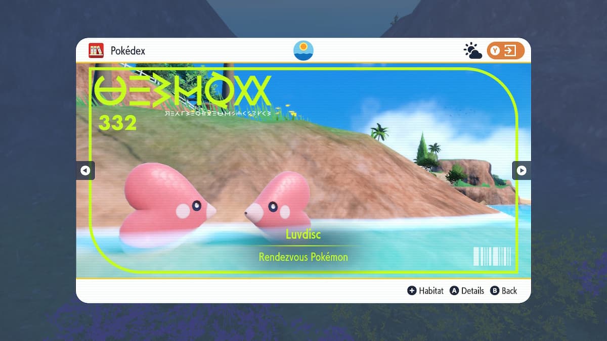 Luvdisc in the Paldea Pokedex.