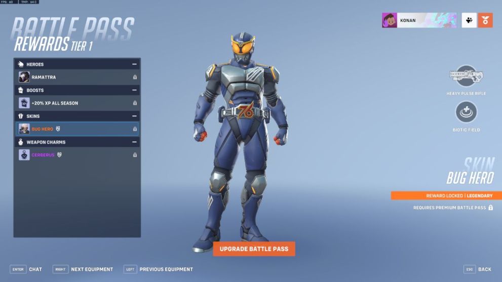 Soldier 76's Bug Hero skin in OW2.