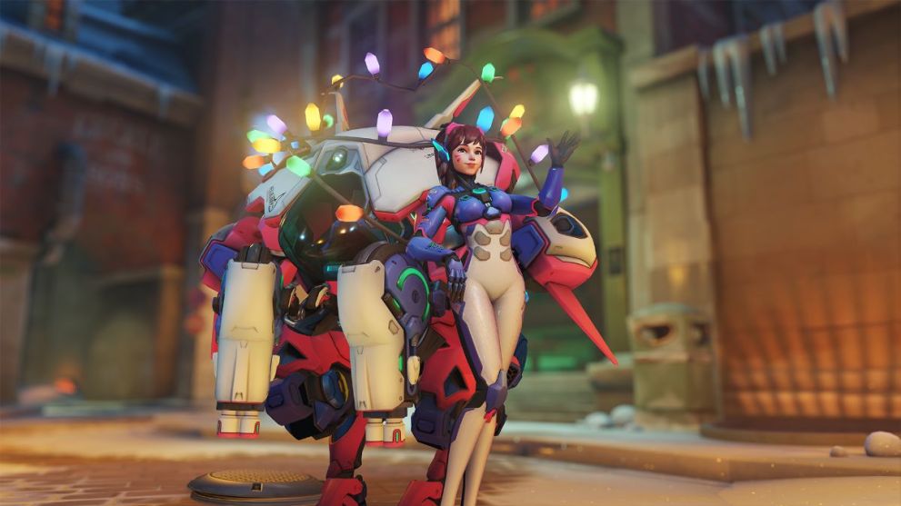 D.Va's Festive Victory Pose in Overwatch 2