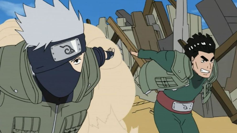 Guy and Kakashi Racing in Naruto