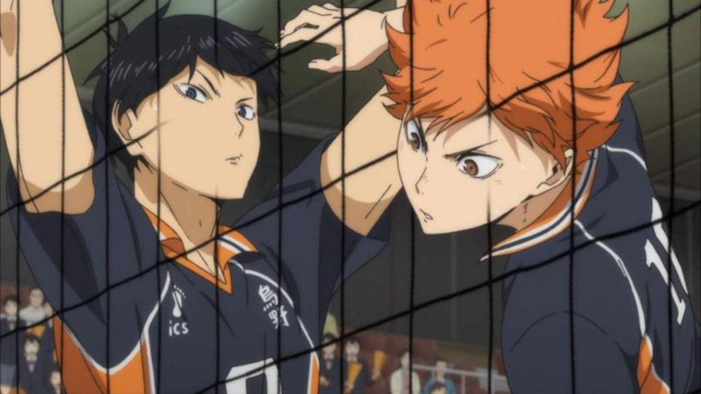 Hinata and Kageyama in a Match Together in Haikyuu