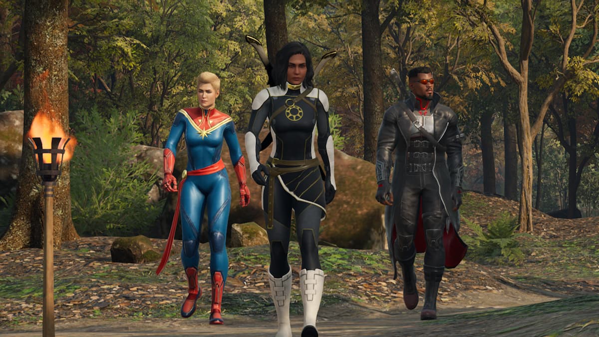 Captain Marvel, Hunter, and Blade in Marvel's Midnight Suns