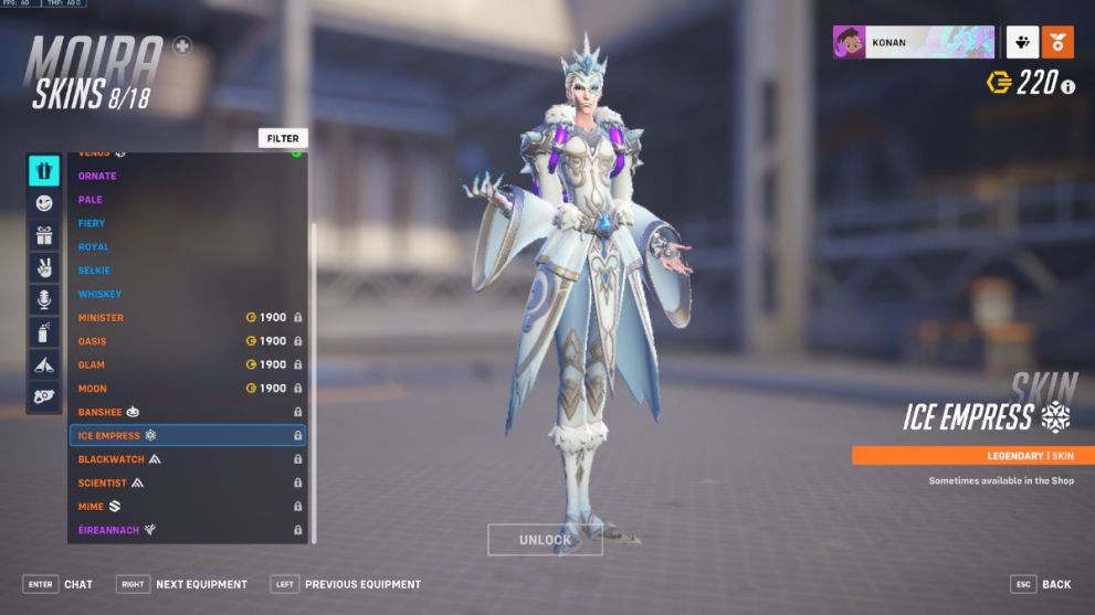 Moira's Ice Empress skin in Overwatch 2