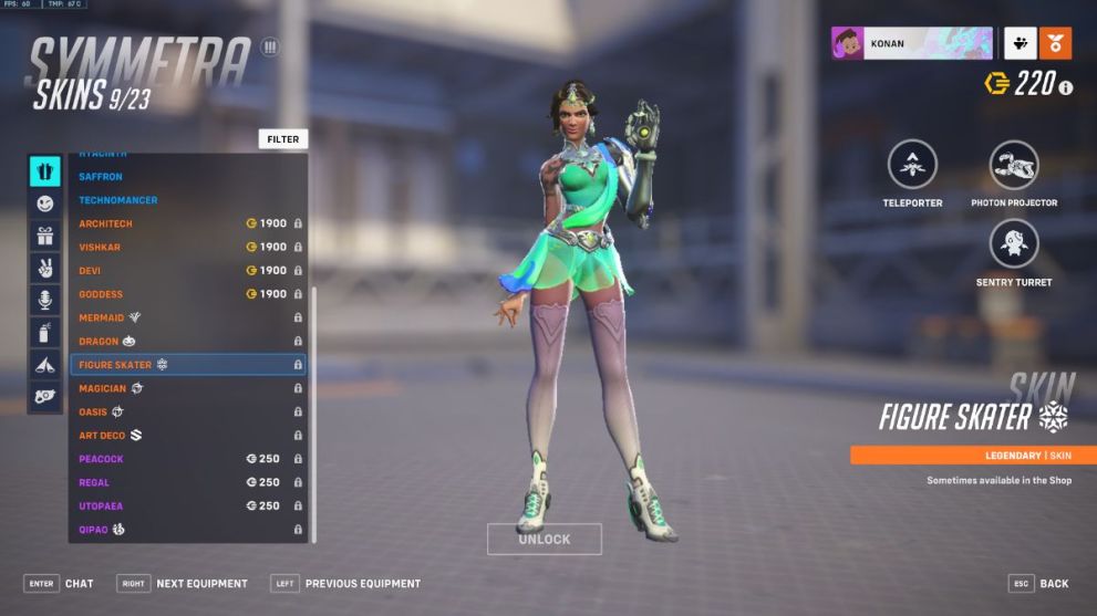 Symmetra's Figure Skater skin in Overwatch