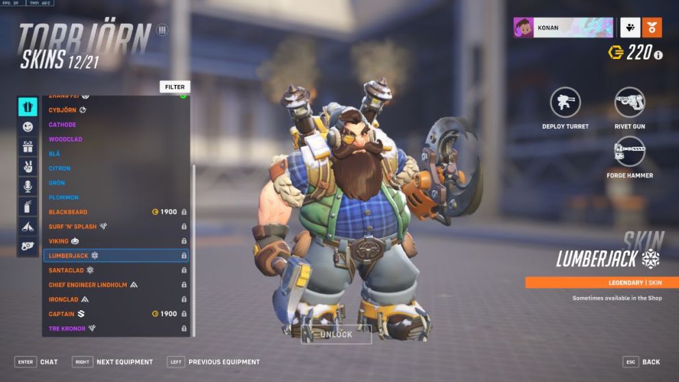 Torbjorn's Lumberjack skin in Overwatch