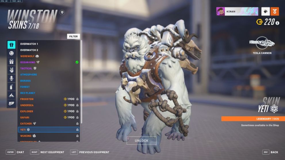 Winston's Yeti skin in Overwatch 2