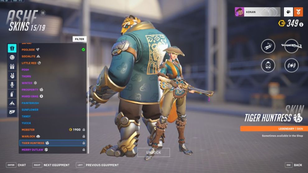 Ashe's Tiger Huntress skin in Overwatch 2