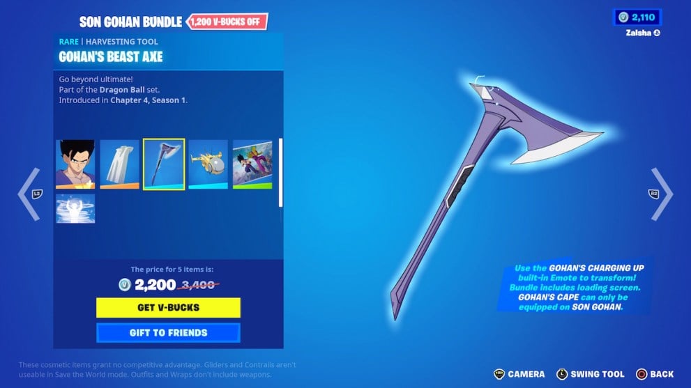 Fortnite Gohan's Beast Axe Harvesting Tool