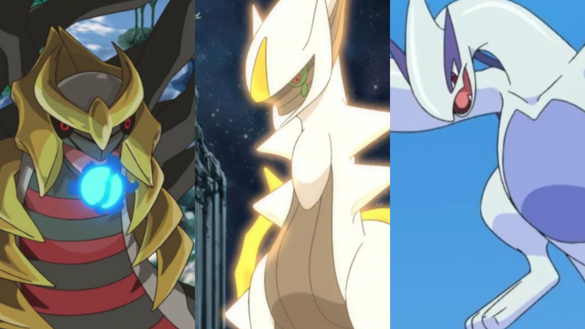 Giratina, Arceus and Lugia from Pokemon.