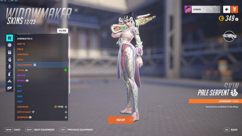 Widowmaker's Pale Serpent skin in Overwatch 2