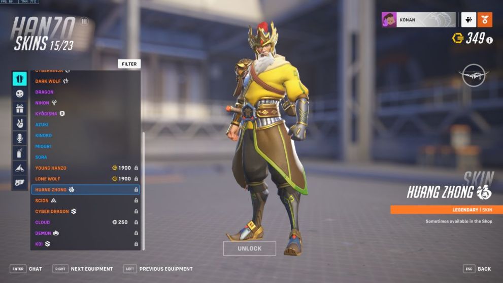 Hanzo's Huang Zhong skin in Overwatch 2