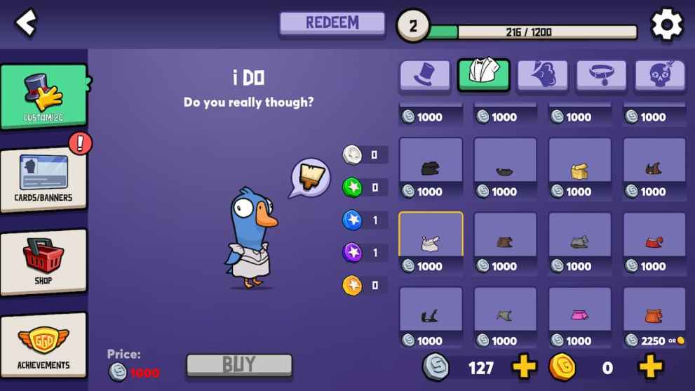 All Outfits and Achievements in Goose Goose Duck