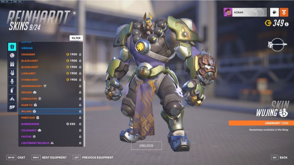 Reinhardt's Wujing skin in Overwatch 2