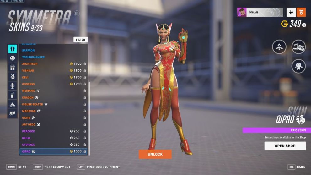 Symmetra's Qipao skin in Overwatch 2