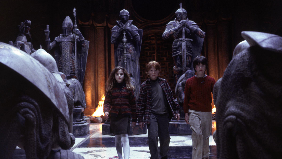 Hermione, Ron and Harry in Harry Potter and the Philosopher's Stone.