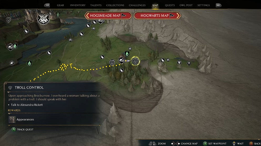 Hogwarts Legacy Troll Control quest location.