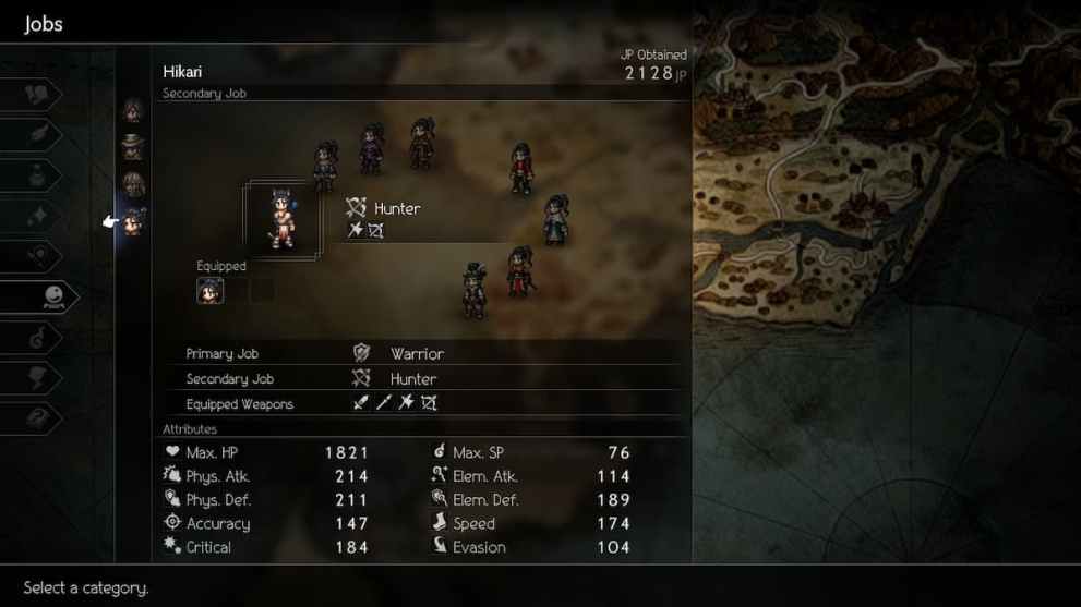 hikari secondary job in octopath traveler ii