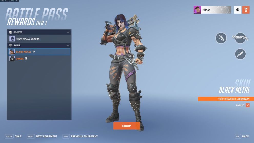 Junker Queen's Black Metal skin in Overwatch 2.