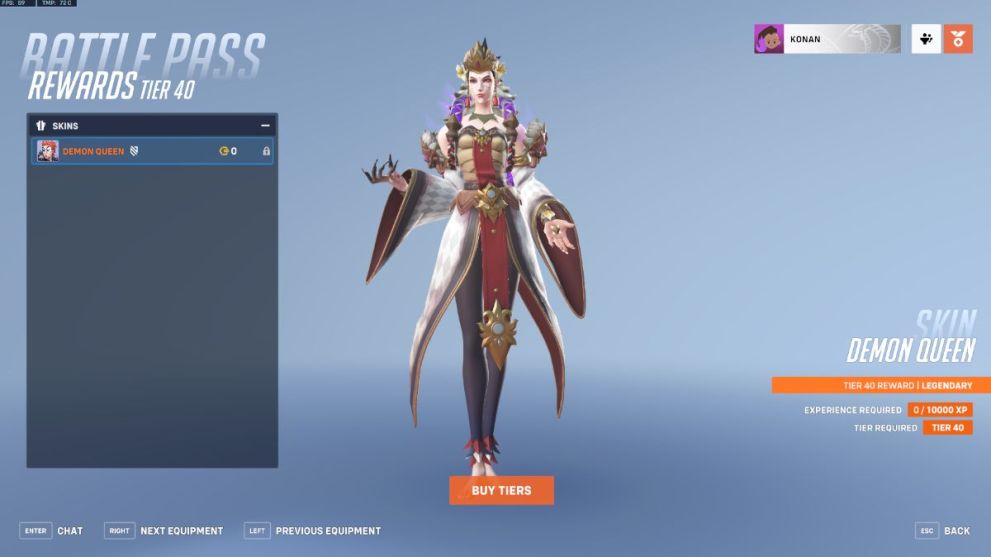 Moira's Demon Quee skin in Overwatch 2.