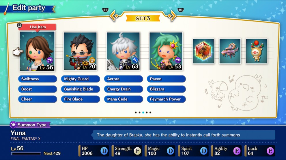 The party menu in Theatrhythm Final Bar Line