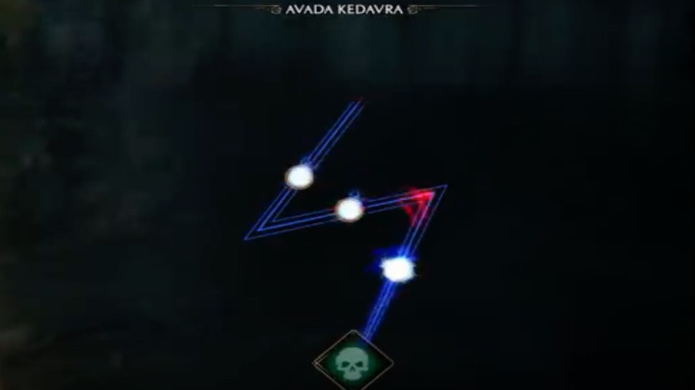 Hogwarts Legacy Avada Kedavra spell path, lightning bolt like Harry Potter.